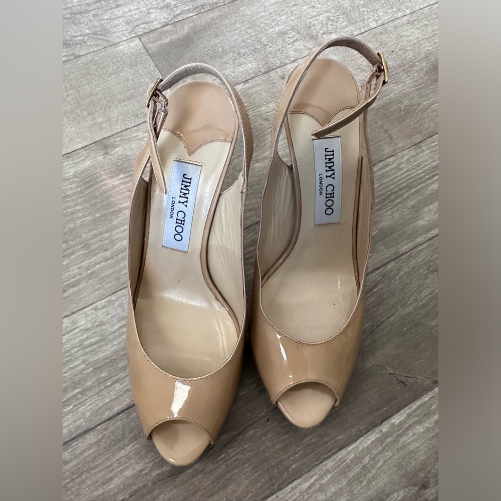 Jimmy Choo Nova Peep-Toe Slingback Platform Pumps